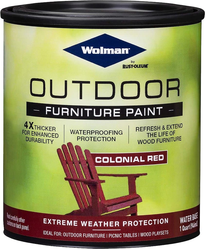 Tinta para móveis externos Wolman 360350, Quart, Colonial Red 12 Fl Oz (Embalagem de 1 unidade)