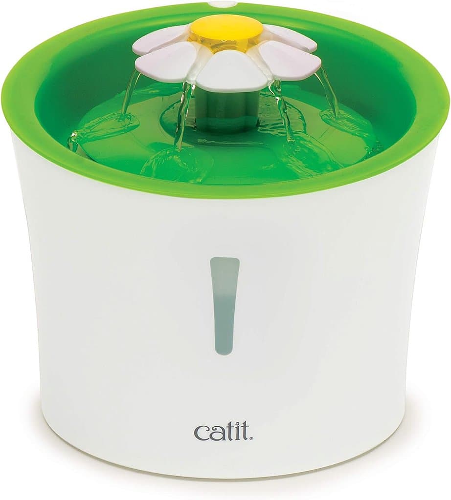 Fonte de água Catit Flower com Filtro de Triplo Ação, Fonte de água para gatos, 3 L, Verde