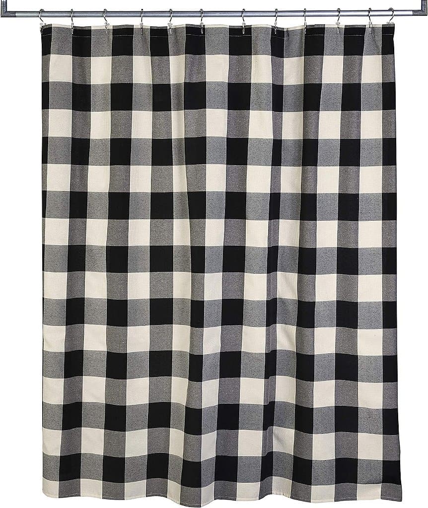 Cortina de Banho SKL Home Grandin, 72x72, Preto/Natural