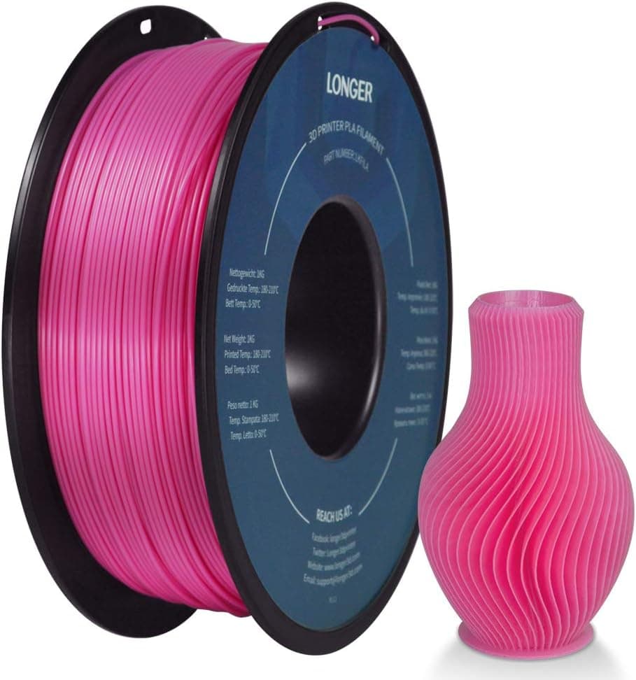 Filamento PLA mais longo 1,75 mm, Filamento PLA para impressora 3D, Precisão dimensional +/- 0,02 mm, Carretel de papelão de 1 kg (2,2 lbs), Compatível com a maioria das impressoras F