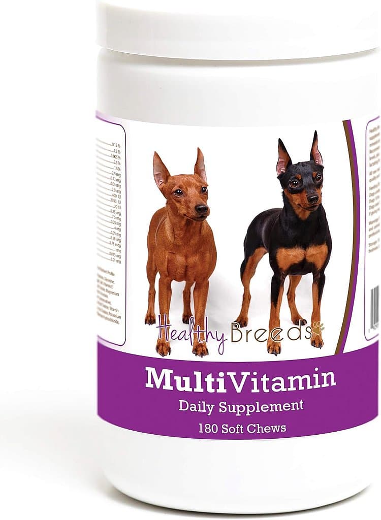 Suplemento Multivitamínico em Tablete Mastigável para Cães Miniatura Pinscher Saudáveis 180 comprimidos
