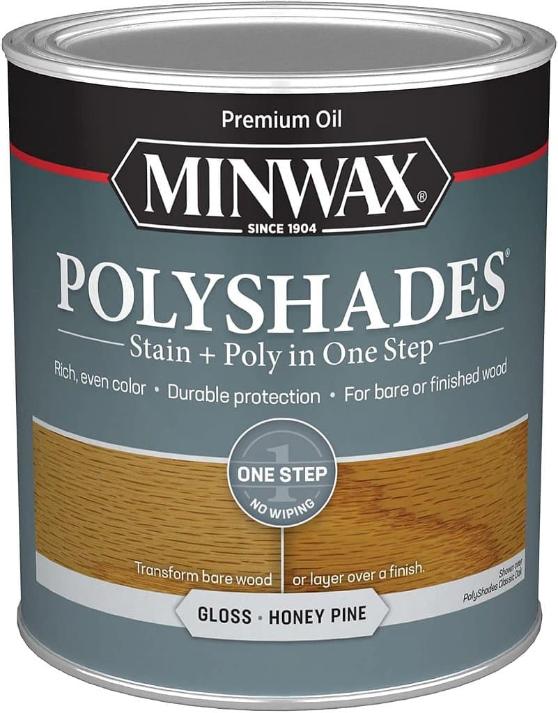 Minwax PolyShades Corante para Madeira + Acabamento de Poliuretano - Quart, Mel de Pinho, Brilhante