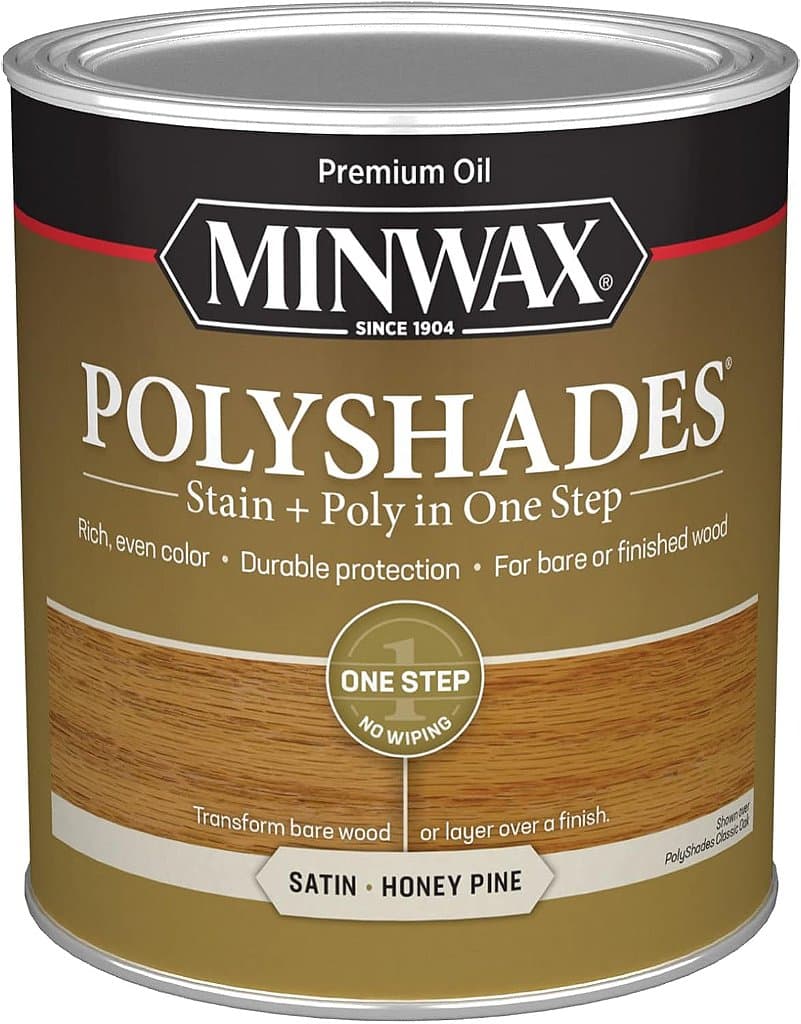 Minwax PolyShades Corante para Madeira + Acabamento de Poliuretano - Um Quarto, Pinho Mel, Satin