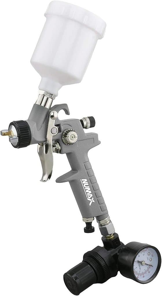 Pistola de pulverização HVLP de alimentação por gravidade mini com ponta de 0,8mm e copo plástico de 125cc NuMax SPS08 Pneumática