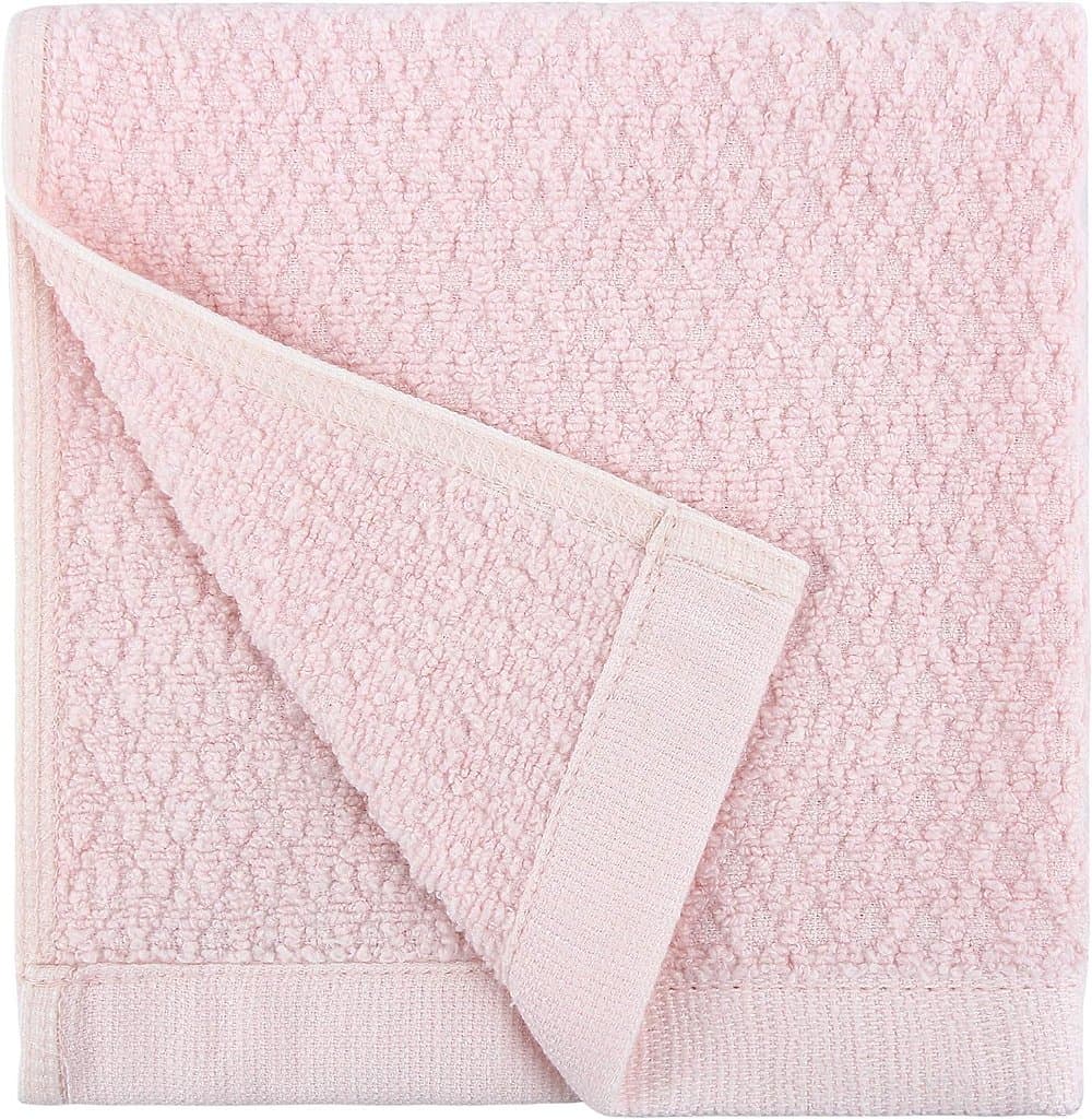 Peça de Jacquard Diamond Everplush em Light, 6 x Toalhas de Banho (13 x 13 pol), Rosa Pink, 6 Contagem