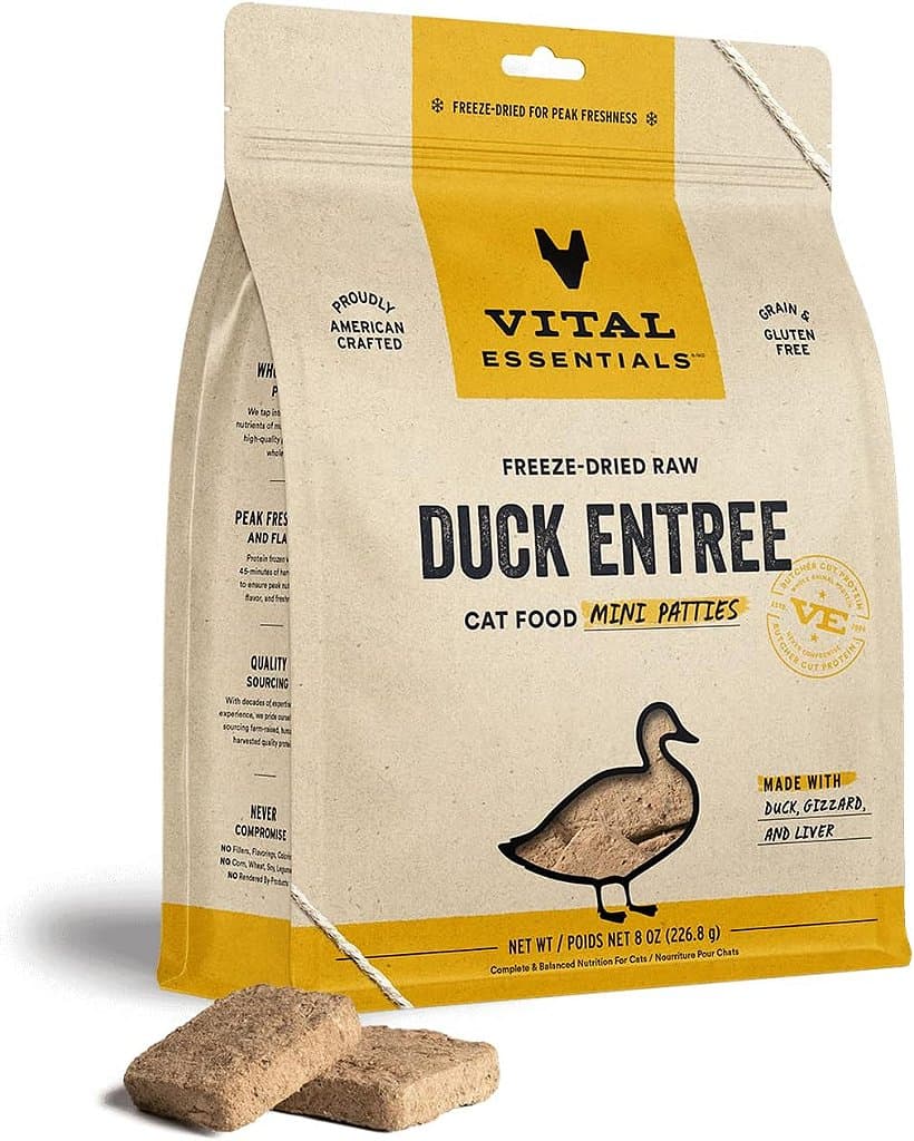Alimentos Crus Vital Essentials Para Gatos, Mini Porções de Pato Congeladas, 8 oz