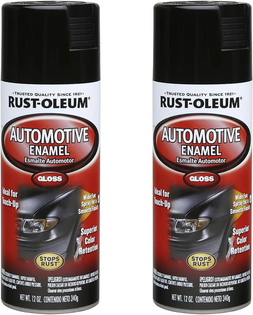 Tinta spray esmalte automotivo Rust-Oleum 252462-2PK, 12 oz, preto brilhante, em embalagem dupla