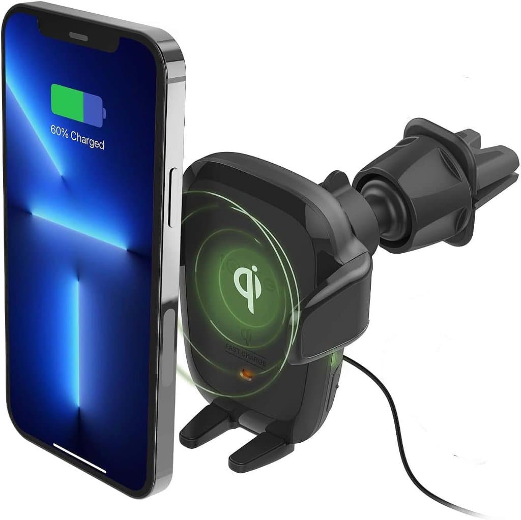 iOttie Auto Sense Qi Carregador de Carro Sem Fio - Carregamento Sem Fio com Aperto Automático Suporte de Telefone para CD Slot & Saída de Ar para Google Pixel, iPhone, Samsung Galaxy, Huawei, LG e Outros Smartphones