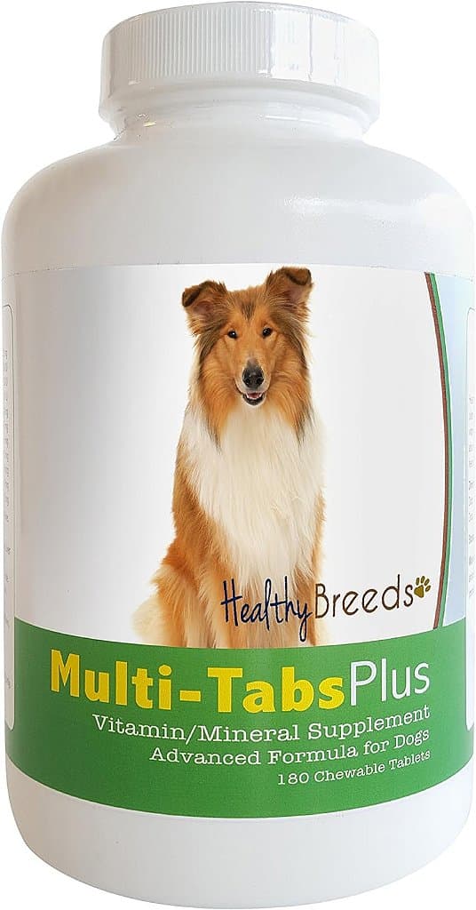 Suplemento mastigável saudável para Collie da Healthy Breeds com 180 comprimidos.