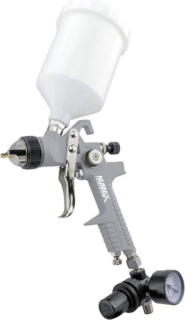 Pistola de Pulverização NuMax SPS14 Pneumática HVLP de Alimentação por Gravidade com Bico de 1,4mm e Copo de Plástico de 600cc