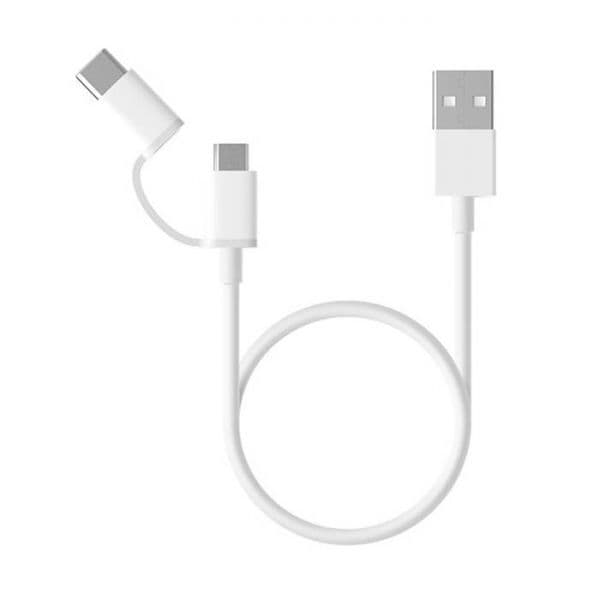 Cabo Usb Xiaomi Sjx02Zm 2 Em 1 - Branco 1 Metro