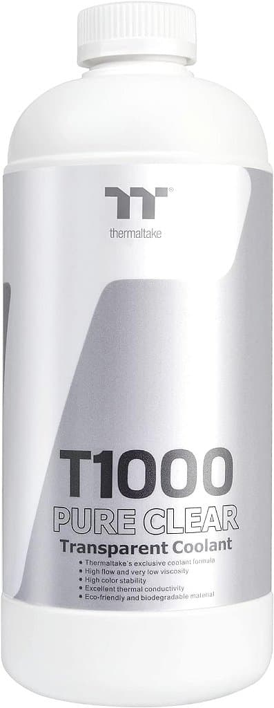 Fluído de arrefecimento transparente puro T1000 da Thermaltake para refrigeração de água de PC 1000ml, Anti-Corrosão, Anti-Congelamento para Cobre, Latão, Níquel e Alumínio CL-W