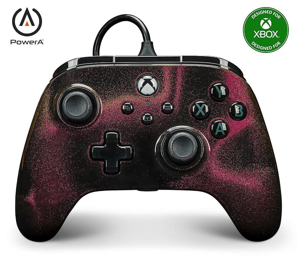 Controle com Fio PowerA Advantage para Xbox Series X|S - Sparkle, gamepad, controle com fio para videogame, controle de jogos, USB-C, funciona com Xbox One, Licenciado oficialmente para Xbox.