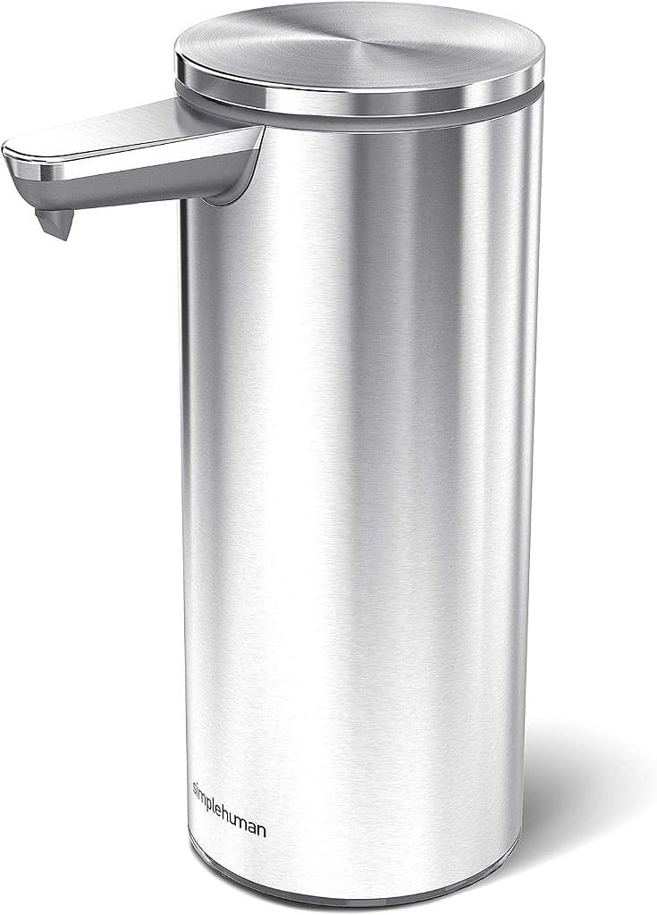 Dispensador de sabonete líquido sem contato recarregável por sensor simplehuman 9 oz., em aço inoxidável escovado