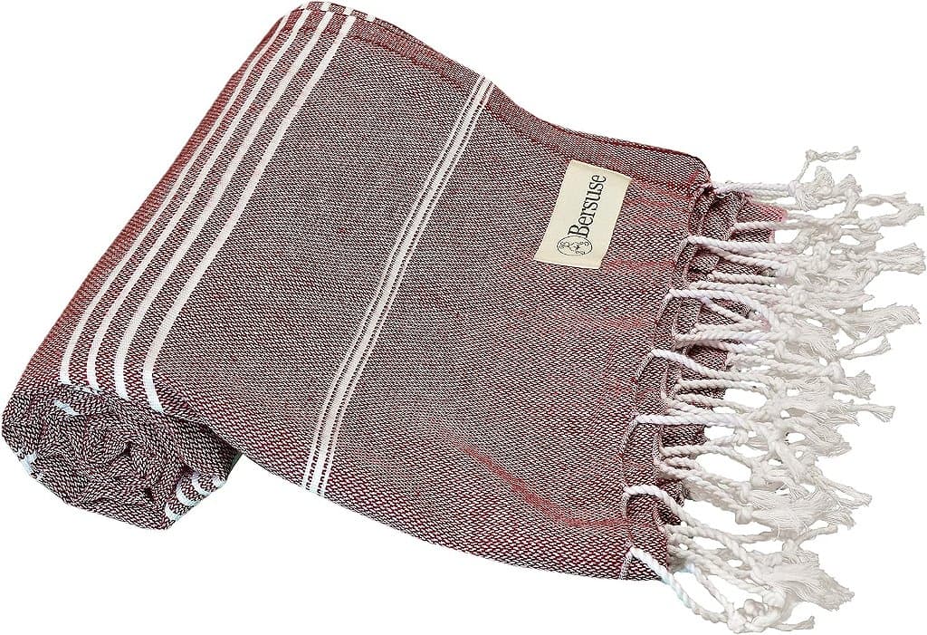Toalha Turca Anatolia 100% Algodão Bersuse - 37x70 polegadas, Borgonha