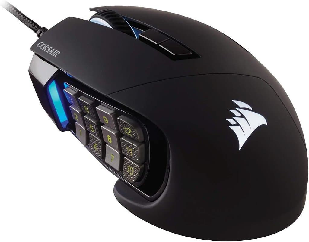 Mouse para jogos Corsair SCIMITAR RGB ELITE para MOBA, MMO - 18.000 DPI - 17 botões programáveis - Compatível com iCUE - Preto