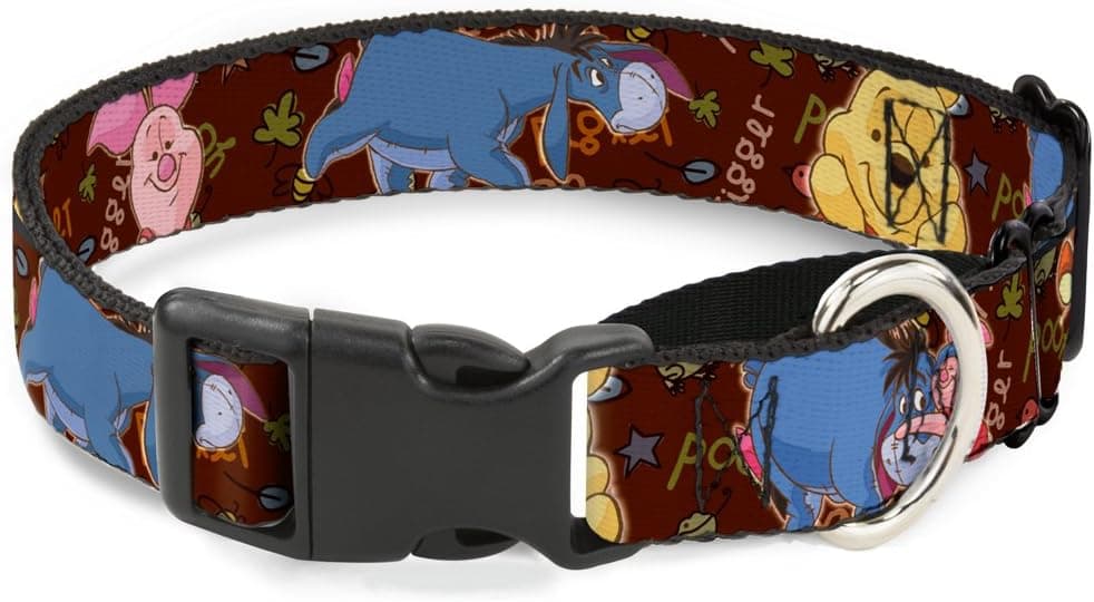 Coleira para Cachorro Buckle-Down Martingale Winnie The Pooh Personagens Posando 15 a 26 Polegadas 1,0 Polegada de Largura