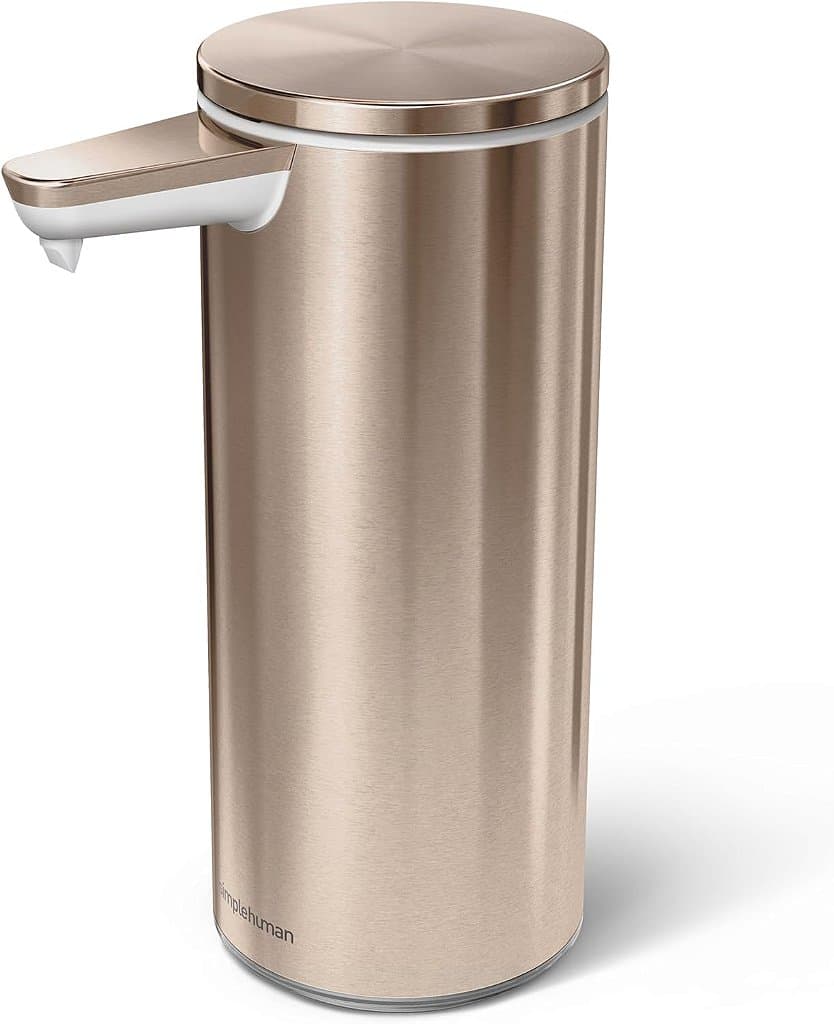 Dispensador de sabonete líquido sem contato recarregável por sensor de 9 oz. de aço inoxidável rosa dourado simplehuman