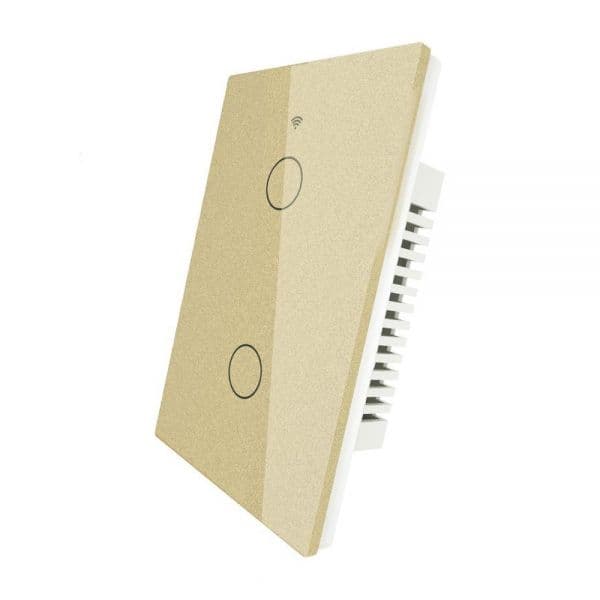 Interruptor De Luz Inteligente Moes Ws-Us2-Rfg-N Wi-Fi Rf 2 Botões - Dourado