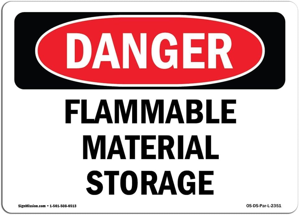 Placa de Perigo da OSHA - Armazenamento de Material Inflamável | Placa de Alumínio | Proteja seu Negócio, Canteiro de Obras, Armazém e Área de Loja | Fabricado nos EUA