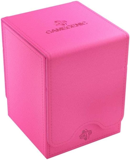 Caixa de baralho conversível Gamegenic Squire 100+ XL | Caixa de armazenamento de cartas com clipes de capa removíveis | Armazena 100 cartas com mangas duplas extragrossas | Cor rosa | Feito (G