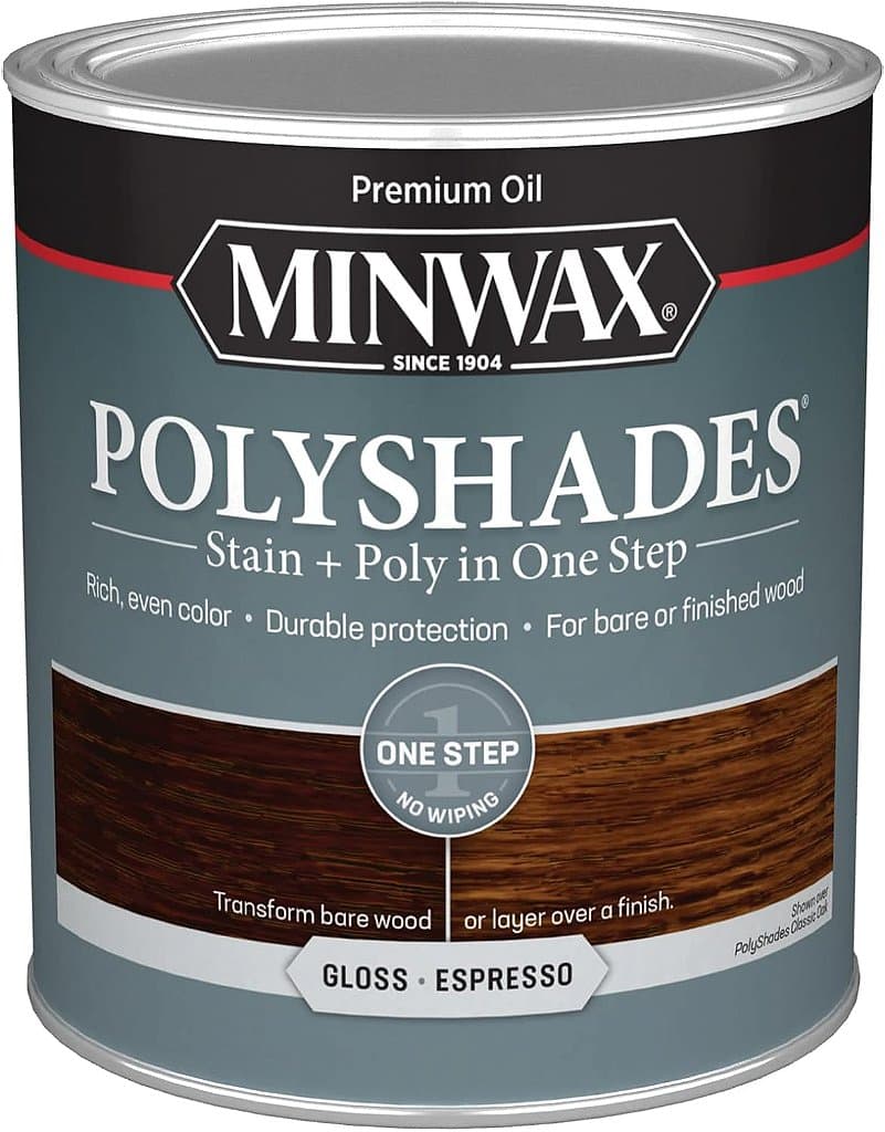 Minwax PolyShades - Corante para Madeira + Acabamento de Poliuretano - Quarto, Espresso, Brilhante